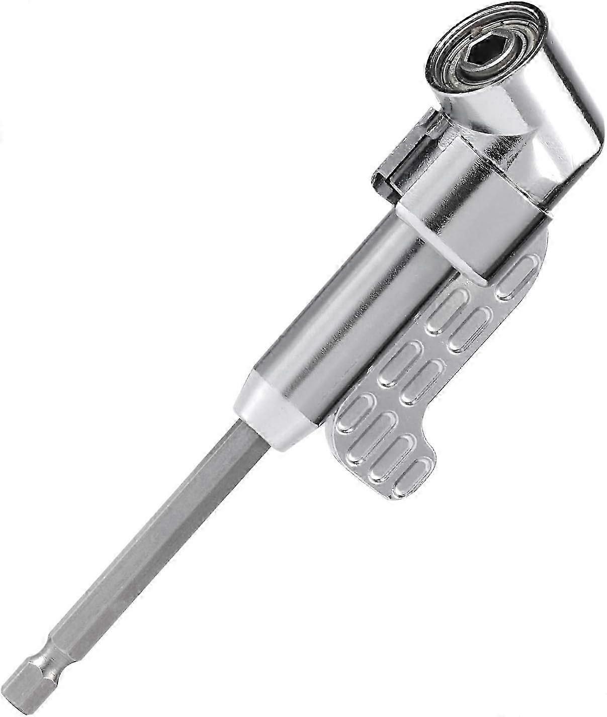 105° Right Angle Drill Adapter with 1/4 Hex Shank - Socket Adapter for Screwdriver Bits & Electric Drill (Silver Finish)