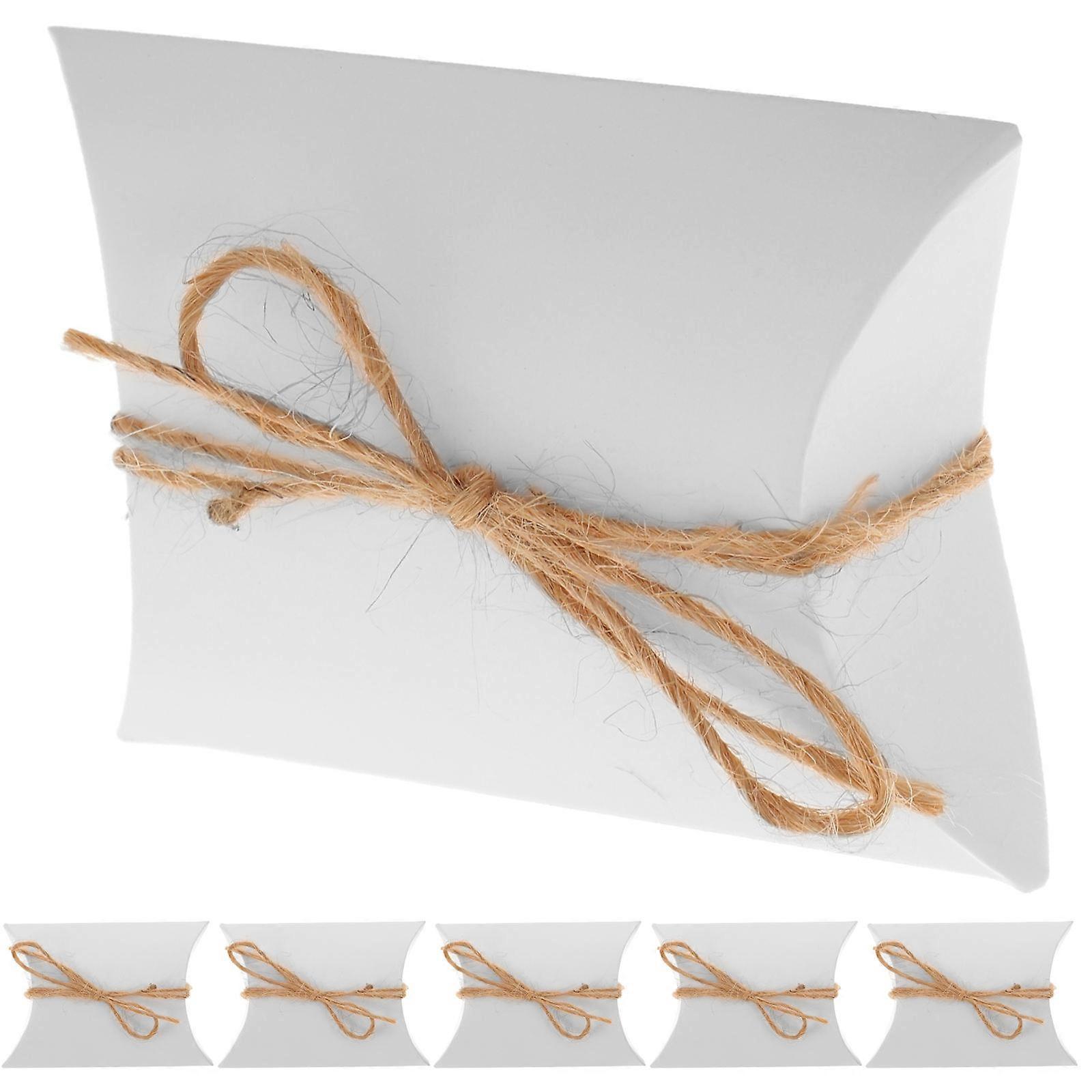 Kraft Paper Pillow Box Chocolate Packaging Boxes Creative Design For Valentines Day 3.5×2.6×1in With Hemp Rope 120Pack