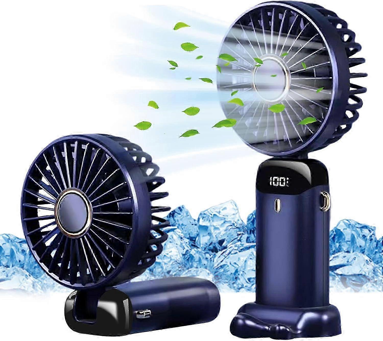 Portable Handheld Personal Rechargeable Fan LED Digital Display 90°Adjustable Rechargeable Fan , 5 Speed Wind Mini Aromatherapy