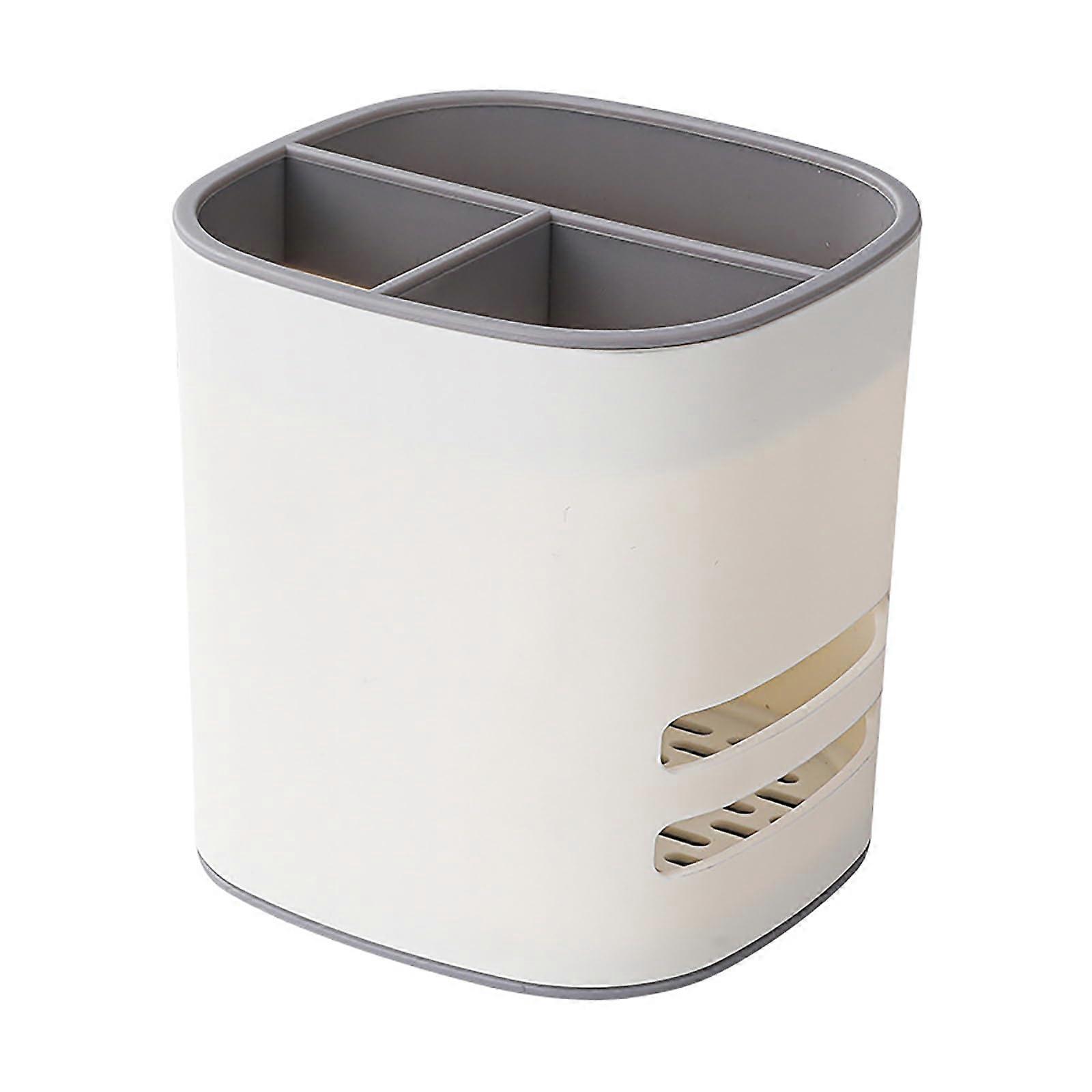 Plastic kitchen utensil draining rack, doublelayer holder for chopsticks and spoons, gray, 11*10*11cm