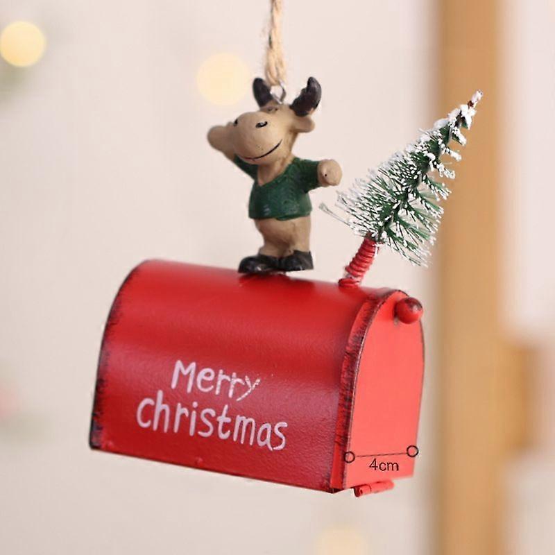 Christmas Metal Ornaments Elk Mailbox Ornament Christmas tree hanging props decorations