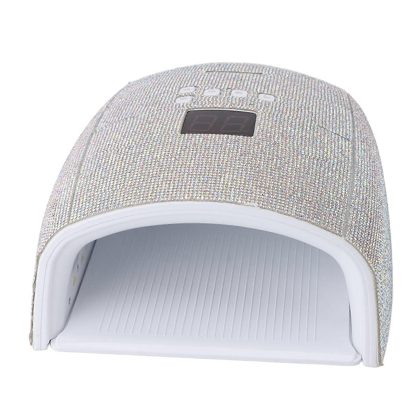 66W UV Nail Lamp with Rhinestones 15600mAh 33pcs Lamp Chips 4 Timer Setting Removable Bottom Tray UV Led Nail Light 100‑240V EU Plug
