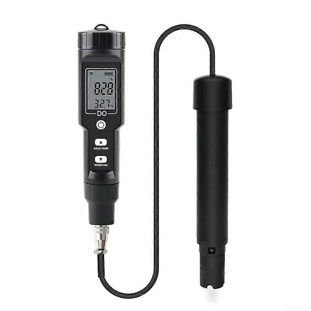 Dissolved oxygen meter for water testing  
Automatic temperature compensation  
Digital analyzer with 6 probe covers for pools, aquariums, brewing