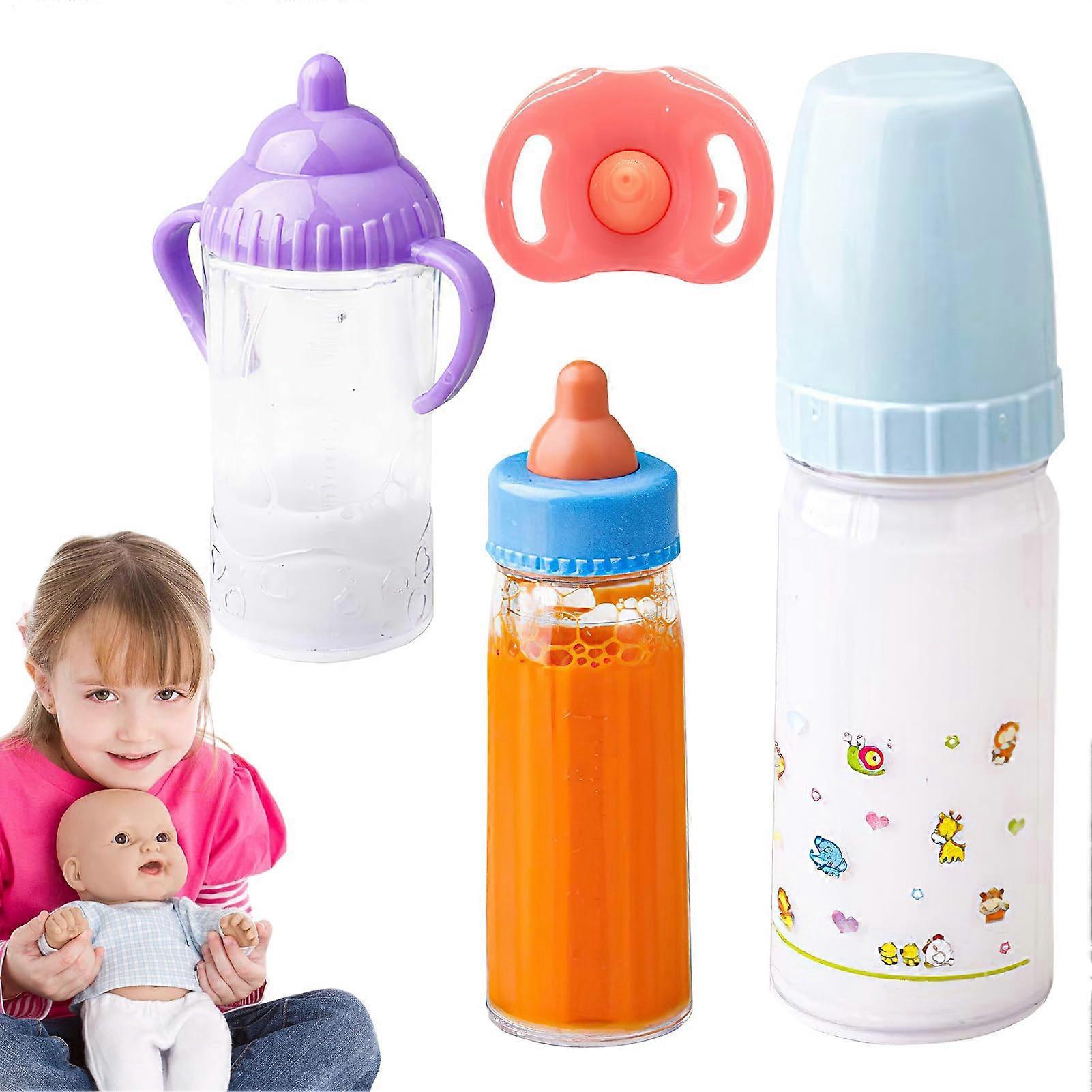 Doll Bottles Role-Play Pacifier & Toy Set - Interactive Doll Feeding With Disappearing Milk Bottle For Ages 3+