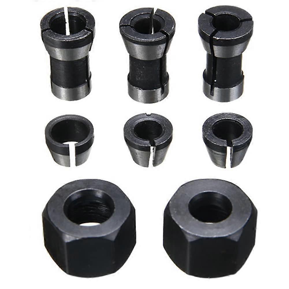 8-Piece Precision Adapter Collet Set for 6mm, 6.35mm, 8mm Engraving Trimming Router Milling Tools