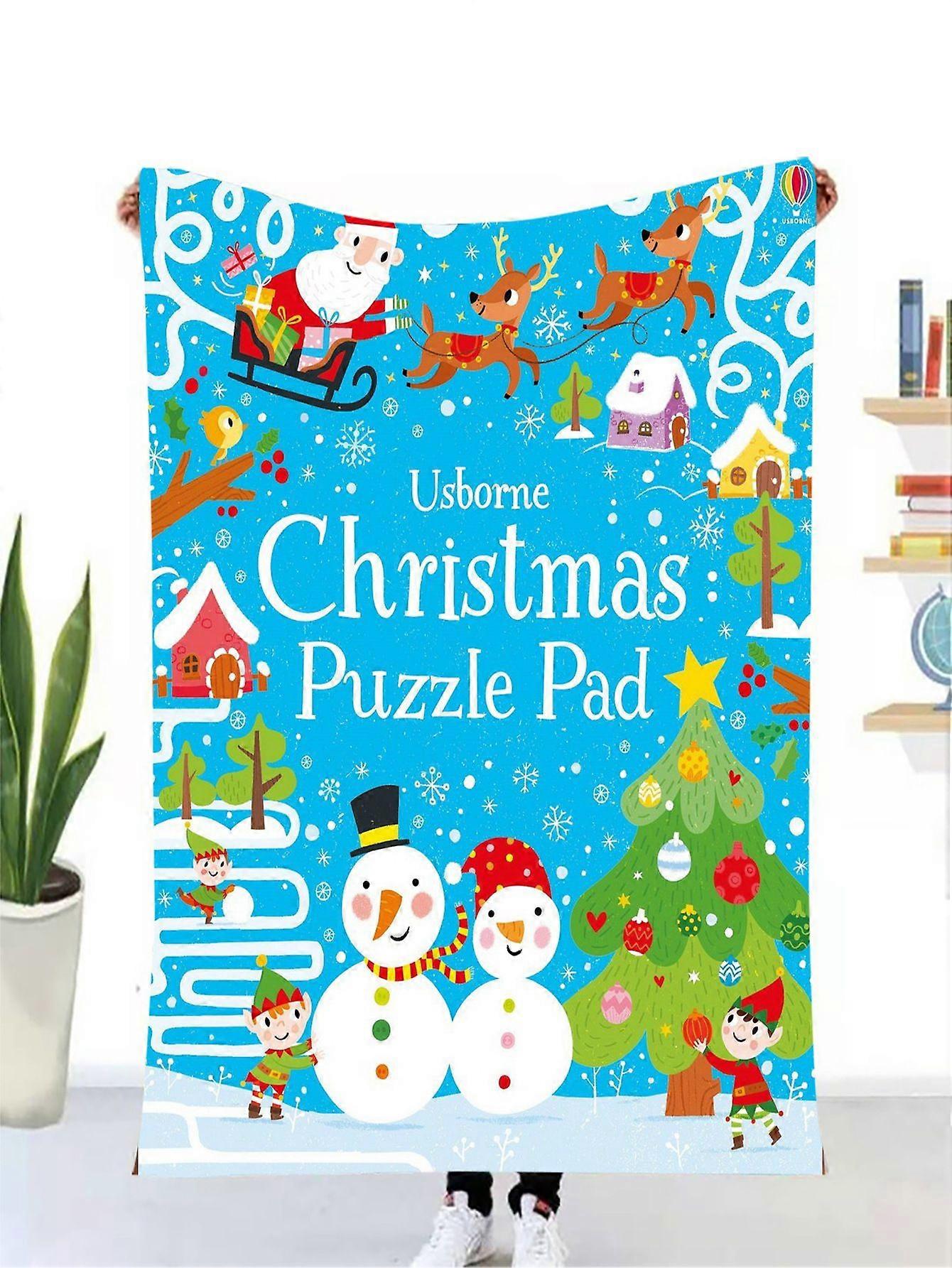 Juletæppe Tegneserie Julemanden Snemand Trykt Tæppe Flannel Tæppe Mode 150