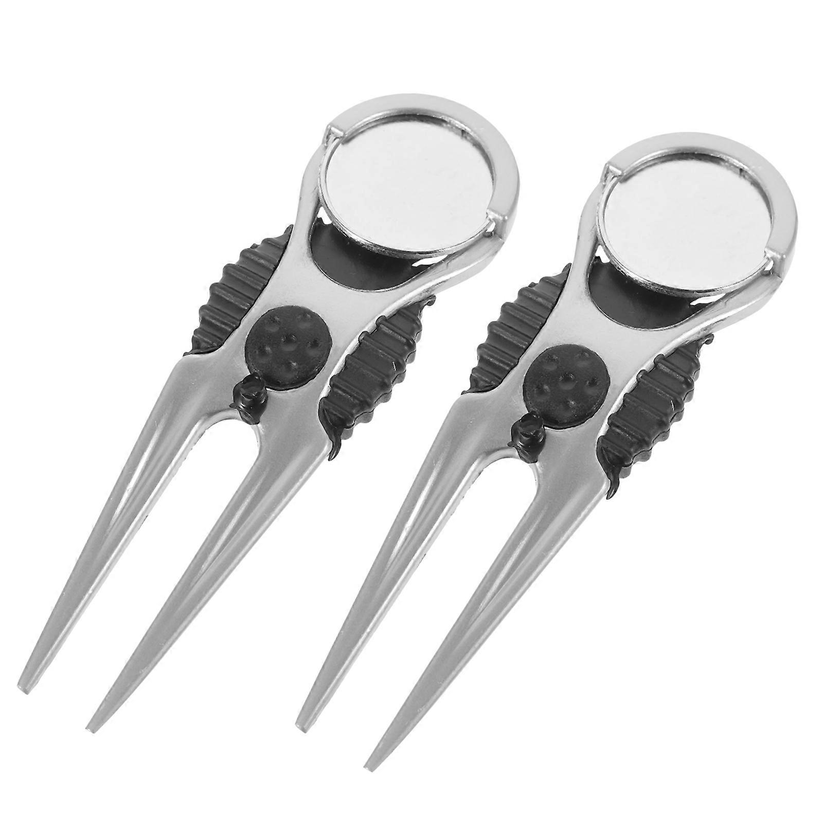 Portable Divot Repair Tool with Ball Marker for Golf Use Extremely Durable 2 Pcs Black