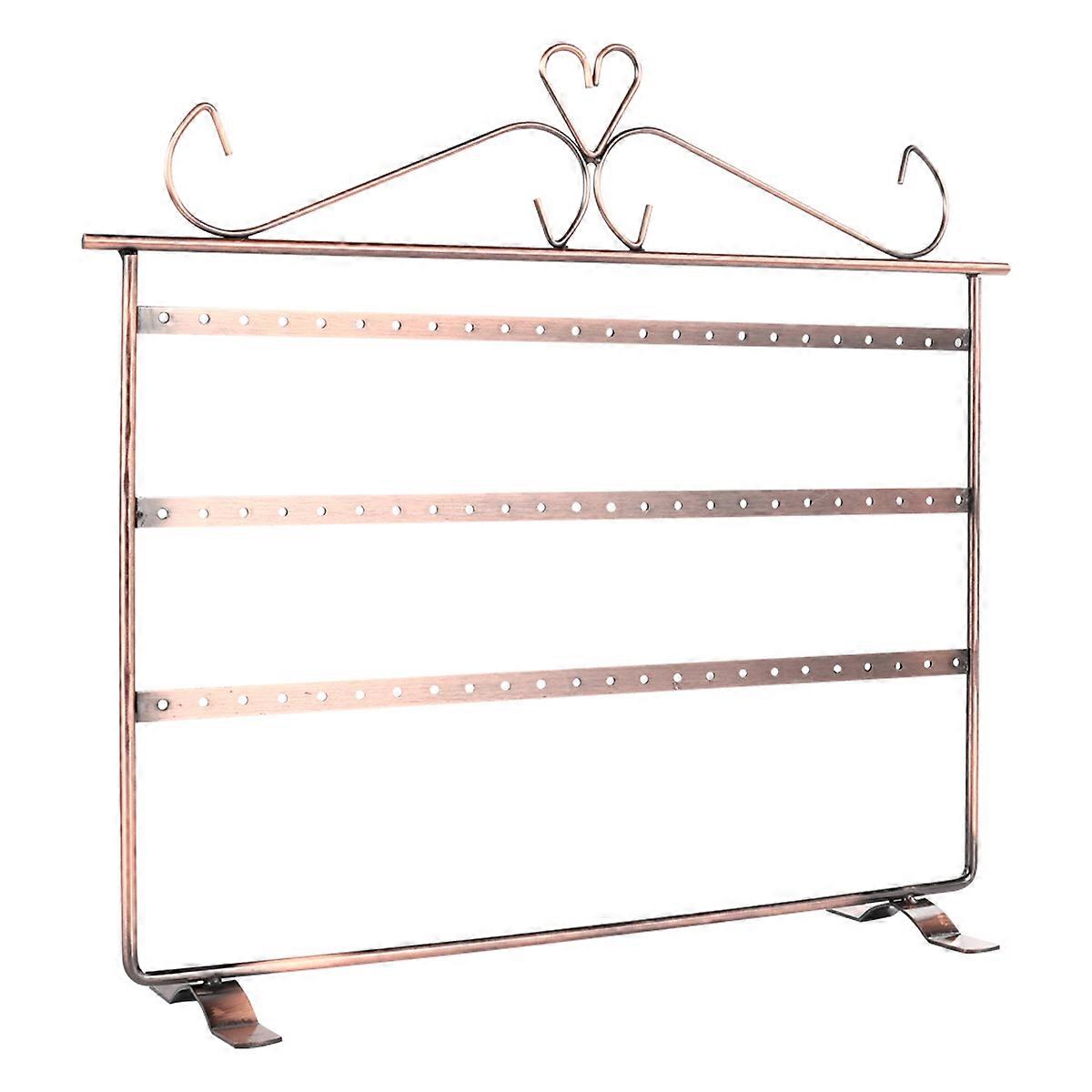 Brown Earring Display Stand Metal Holder with Three Layers for Storage