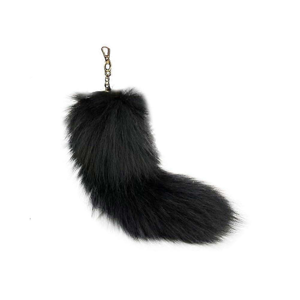 Fox Tail Pendant Extra Large Fur Tail Keyring Car Key Chain Handbag Decoration Black