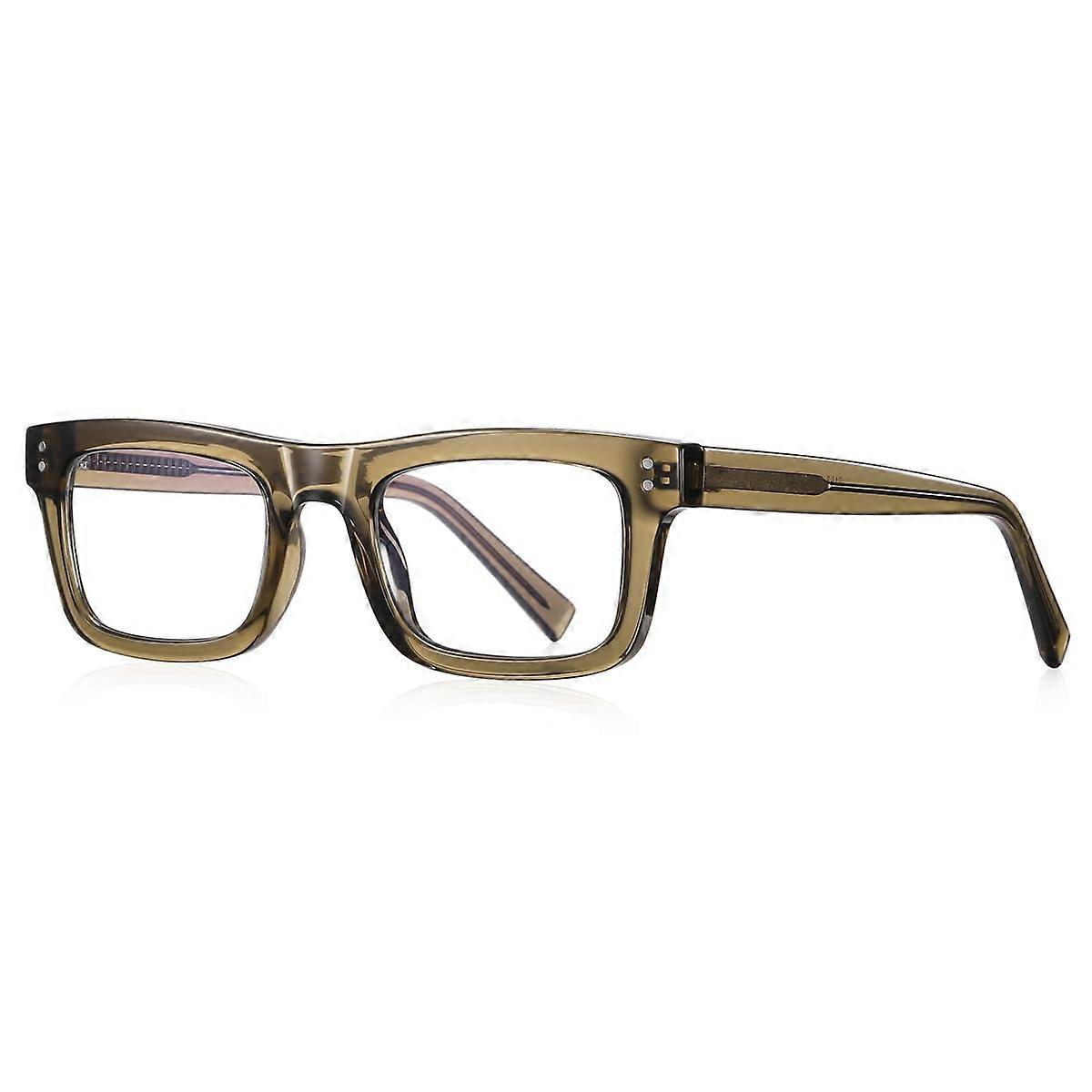 Blue Light Blocking Glasses for Men and Women, TR90 Glasses, Square Frame for Computer, Olive Green Frame
