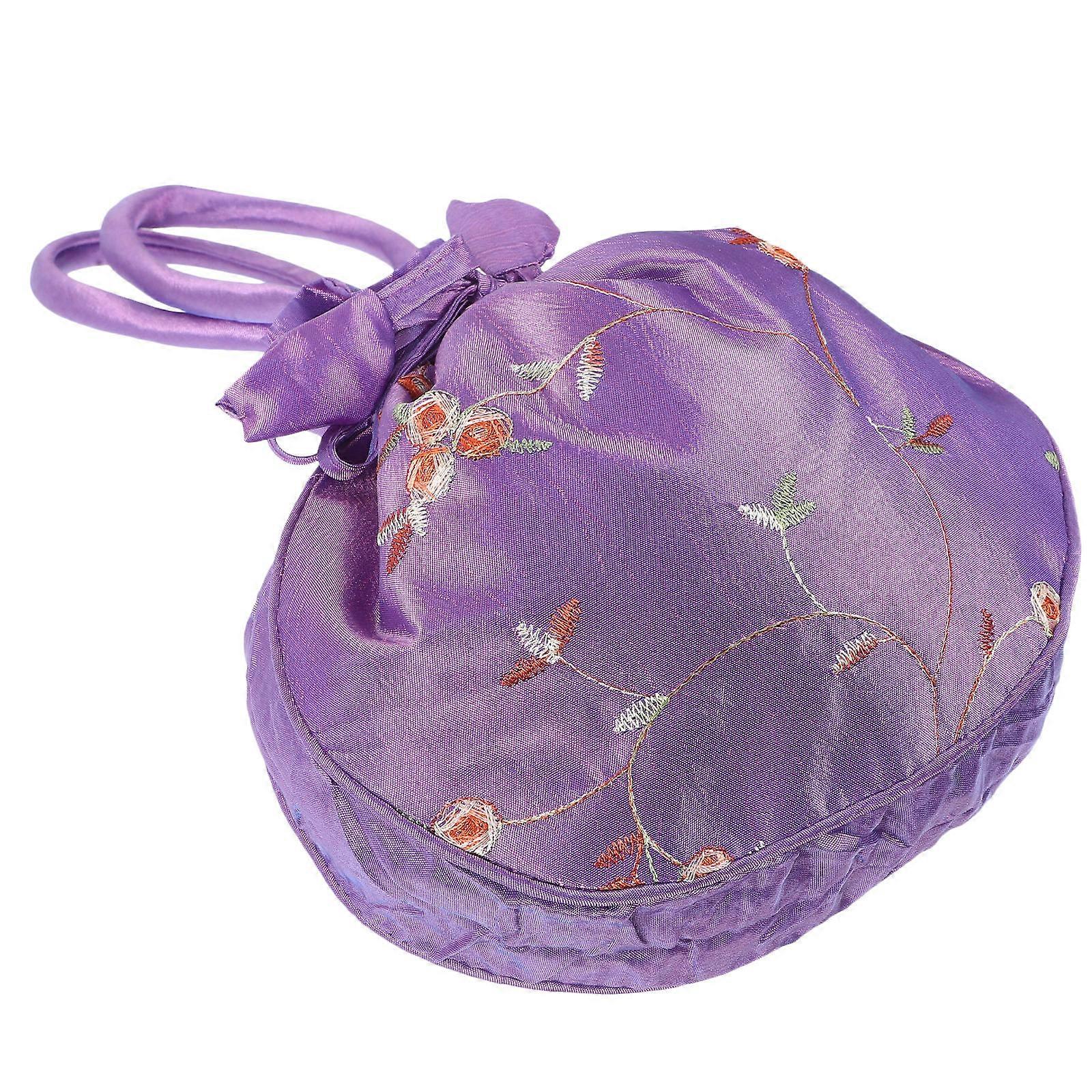 Ladies Handbag Drawstring Purse for Women Ethnic Style Rectangular Fabric .7×8.1×1.6in 1Set