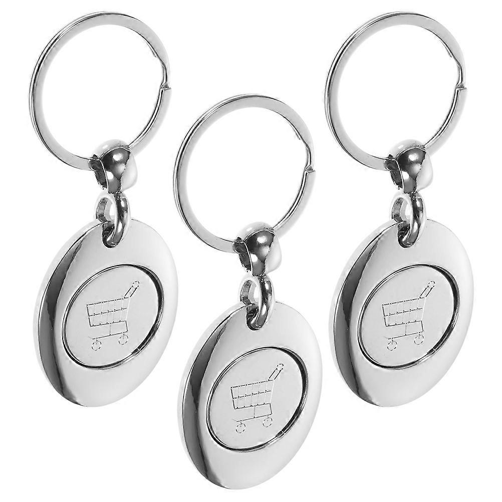 3 Pcs Metal Trolley Token Keychain, Portable Shopping Cart Coin Keyring for Easy Access and Storage, Lightweight Zinc Alloy Design for Wallets and
