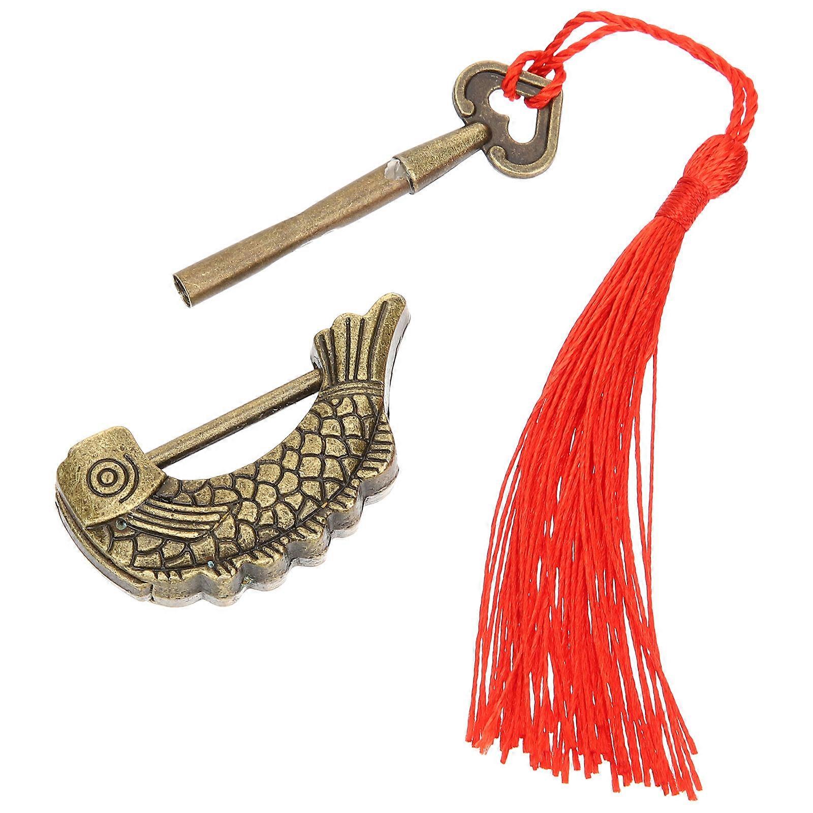 Vintage Wooden Box Lock with Key Multi Zinc Alloy for Home Use Easy to Install 2.5 x 1.5 inches