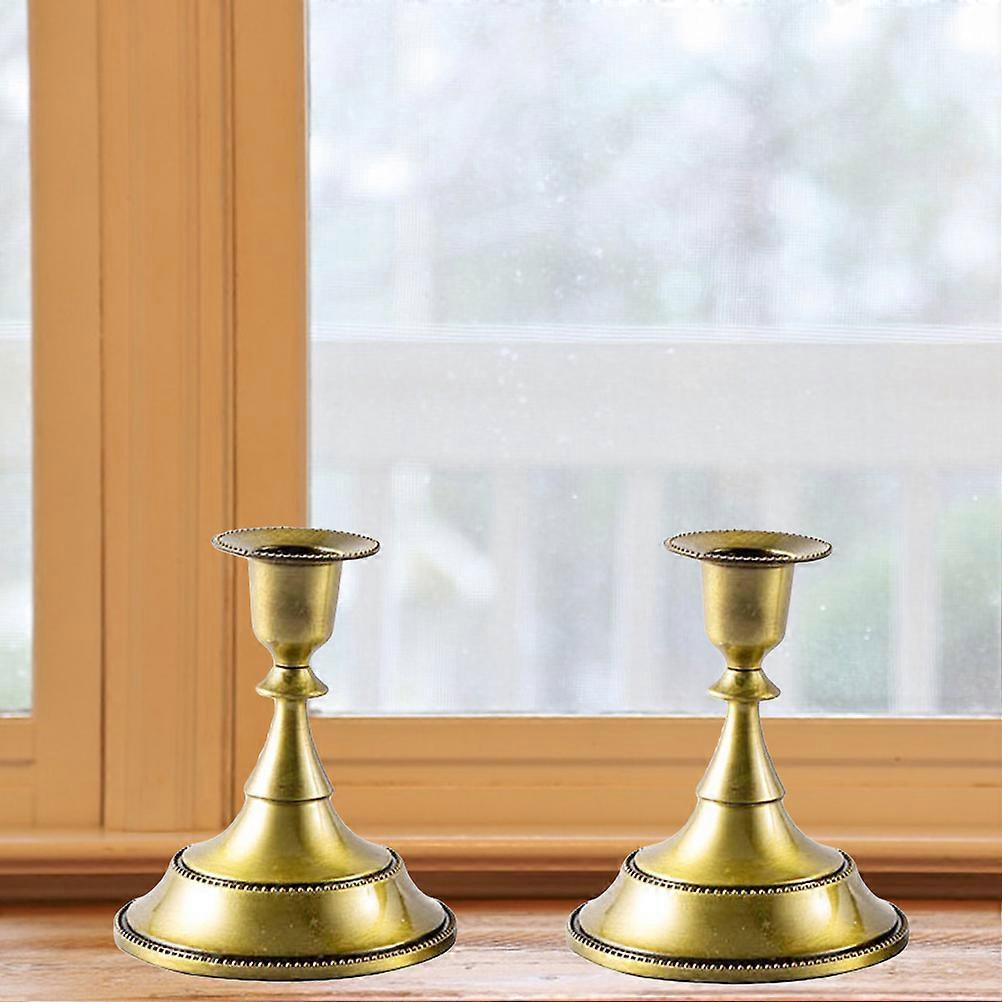 Golden Alloy Candle Holders with Smooth Bronze Finish for Holding Candles Add Beauty to Home Decor
