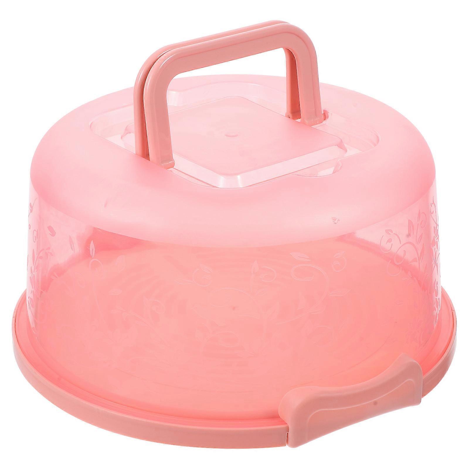 Pink Plastic Cake Box for Storage Portable and Transparent Ideal for Parties and Round Cakes 1Pc