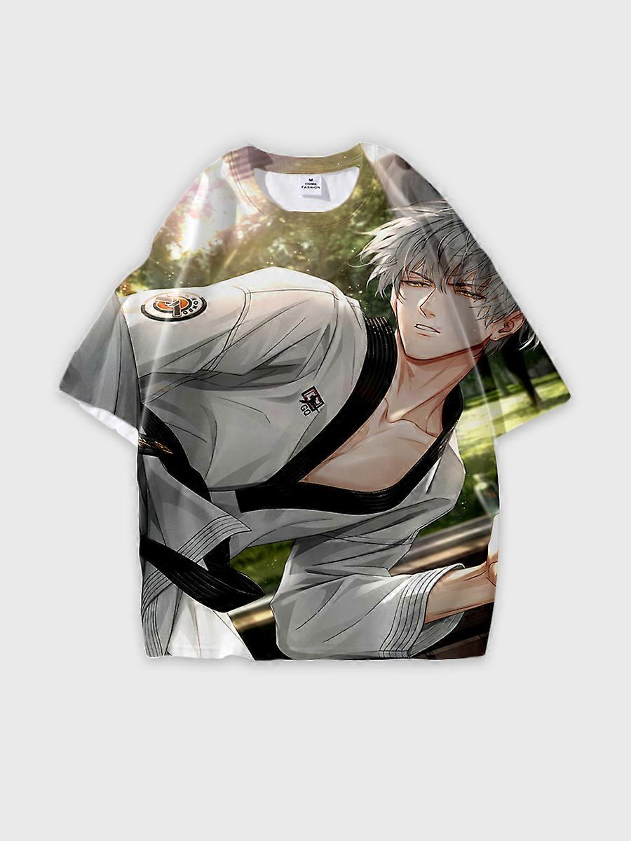 T-shirt round neck Role Pattern loose short sleeve B569