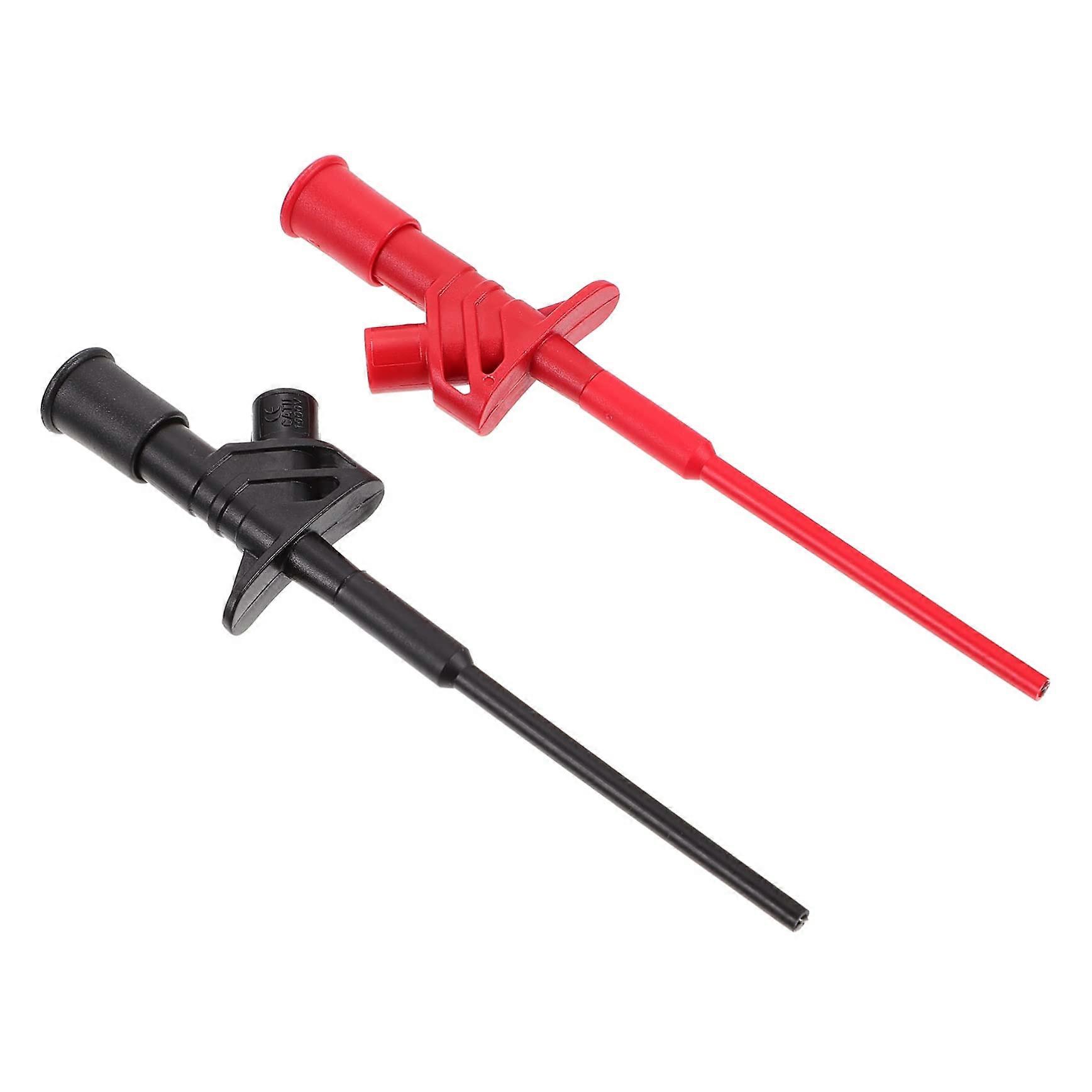Insulated Test Hook Clip 2 Pieces Flexible Probe With Socket For Multimeter Use High Sensitivity Reliable