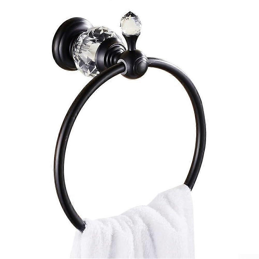 Stylish towel holder for ring wall mounting, design for elegant interiors (black)