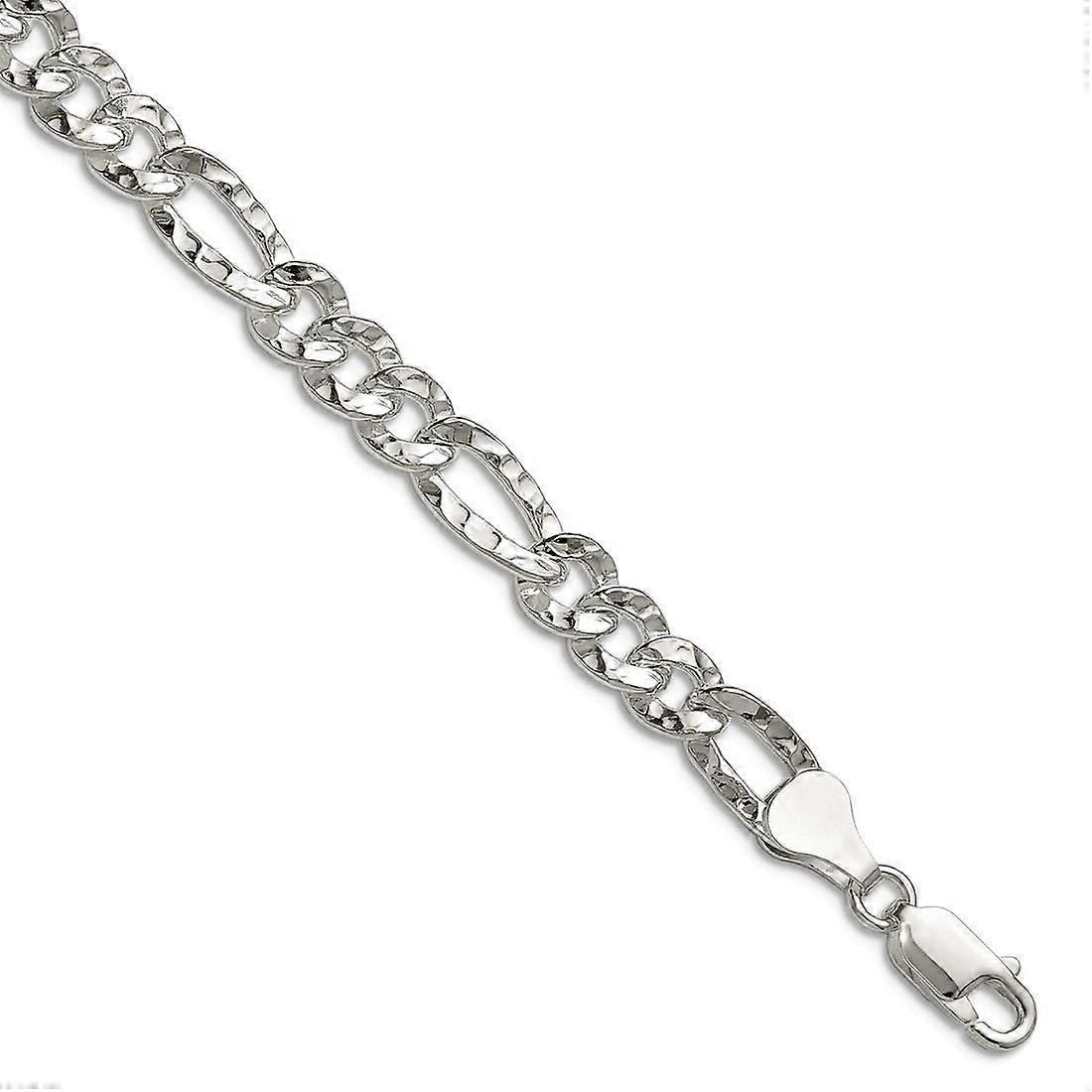 925スターリングシルバー6.3mmハンマーフィガロチェーンブレスレットリンクブレスレット女性と男性用 - 長さ:7〜8