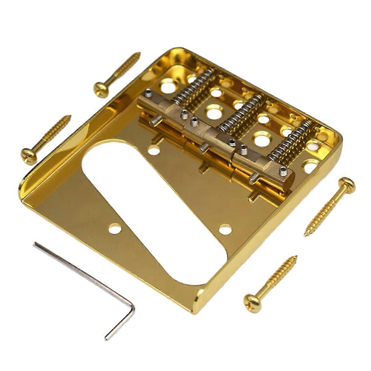 TL Guitar Bridge System with 3 Screw Brass Saddle Gold