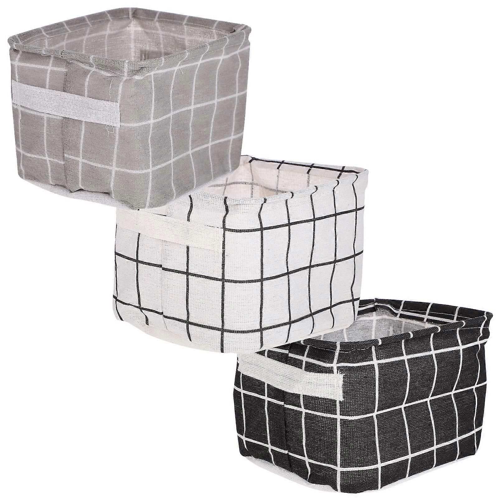 Here's a well structured product description for the **"3pcs Multi Function Storage Baskets With Check Pattern Cotton Fabric Organizer"**:
### 🧺
