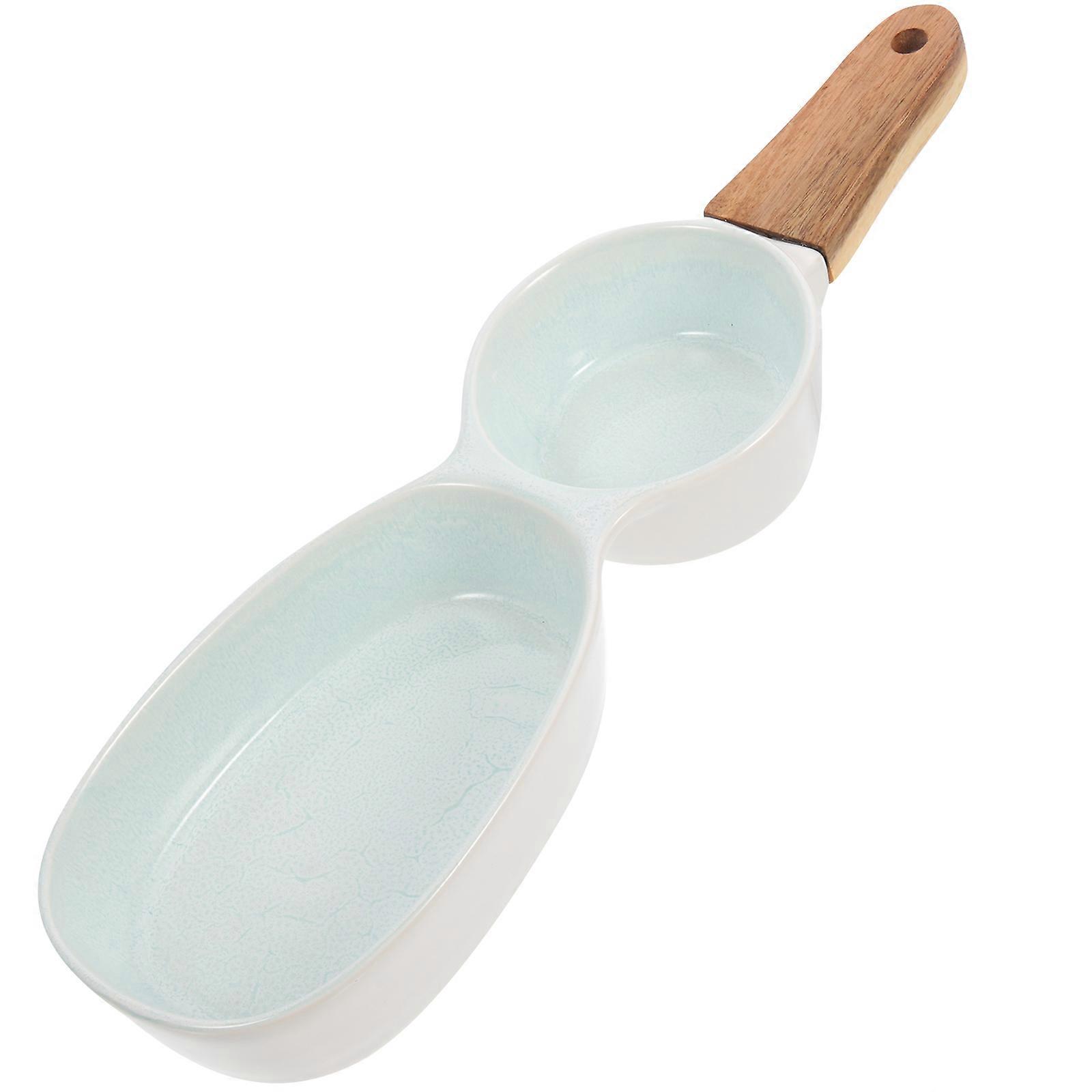 Snack Bowl Handheld Snack Serving Bowl Ceramic Fruits Bowl Multigrid Snack Tray with Handle