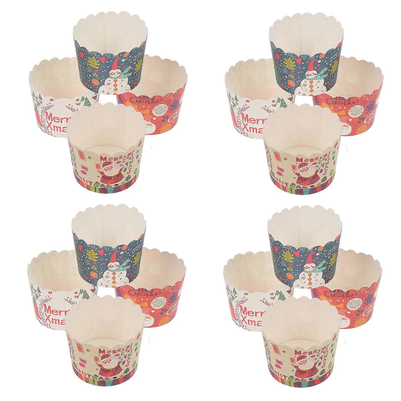Cake Making Cup 200Pcs Christmas Patterns Baking Paper Cup For Bakers Sturdy Ideal For Festive Celebrations