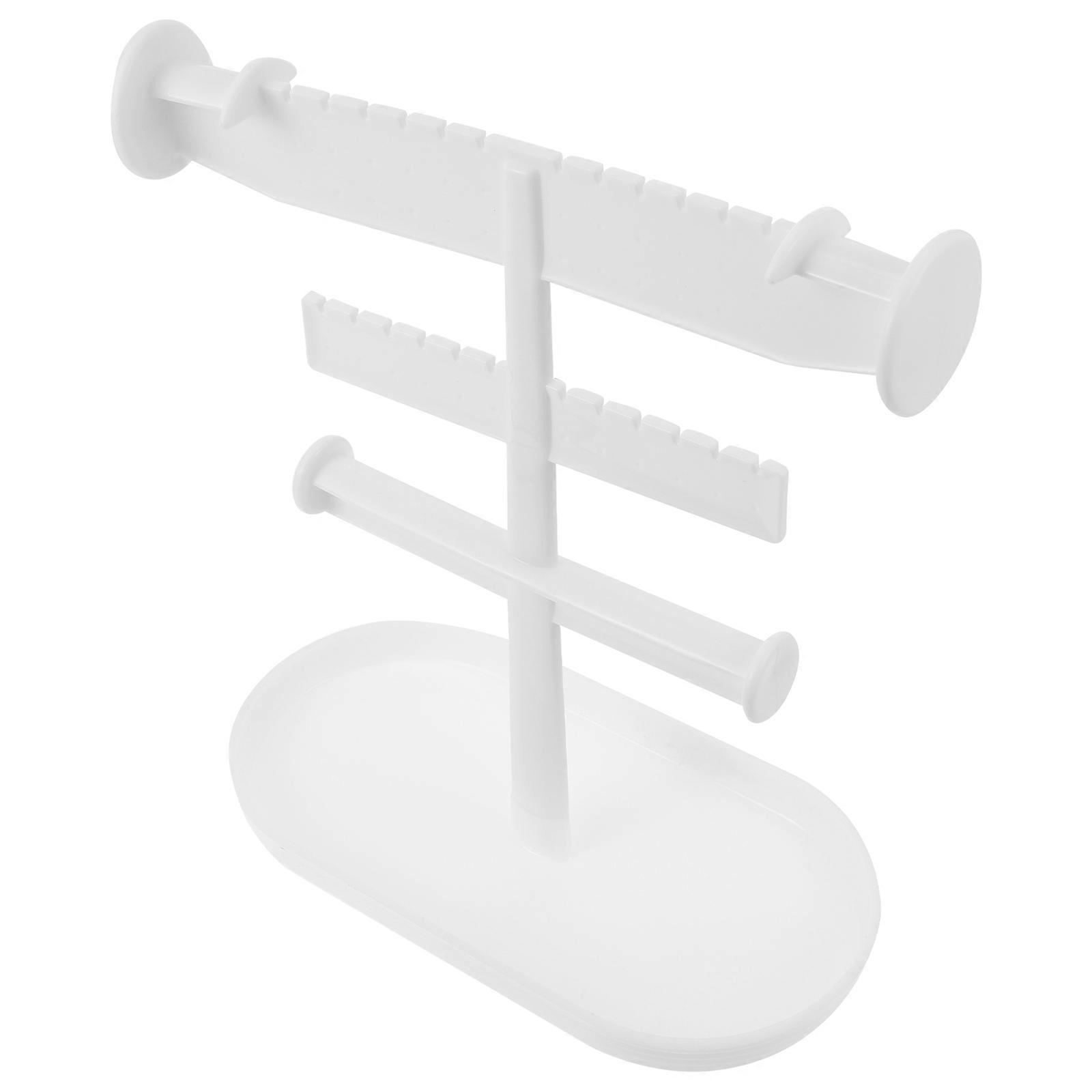 Creative Three-layer Earrings Display Rack for Jewelry Storage White Plastic 1 Pc