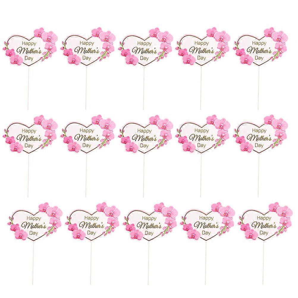 Happy Mother Day Cake Decoration 20Set Pink Heart Shape Party Ornament For Mother's Day Celebration