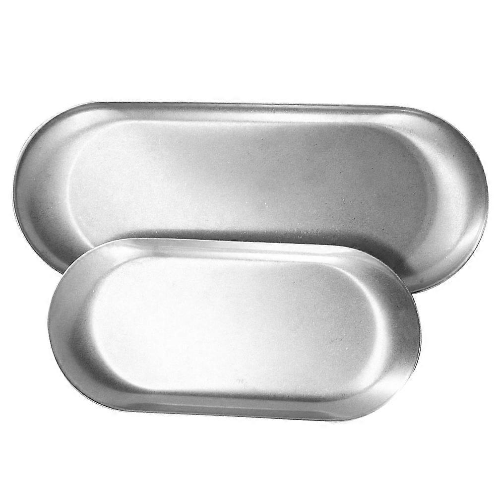 Serveringsbrett i rustfritt stål sett for snacks og tørket frukt perfekt for hjem og fester grå 2 stk