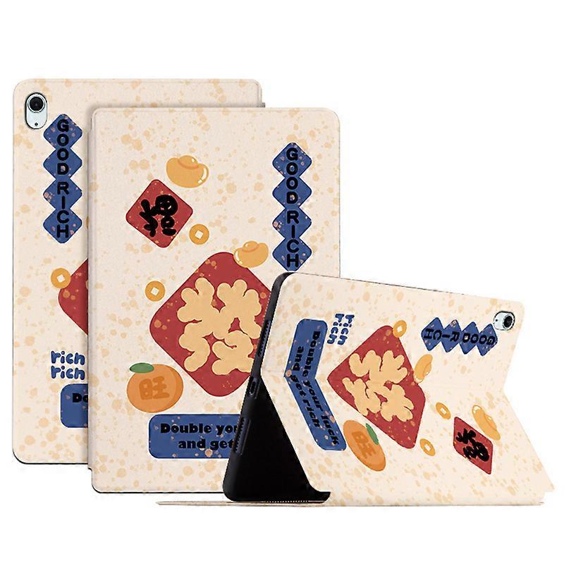 TKdaddy For iPad Air 11 (2025) (2024) iPad Air (2022) (2020) Case Joyous Pattern Print Leather Tablet Cover Good Rich