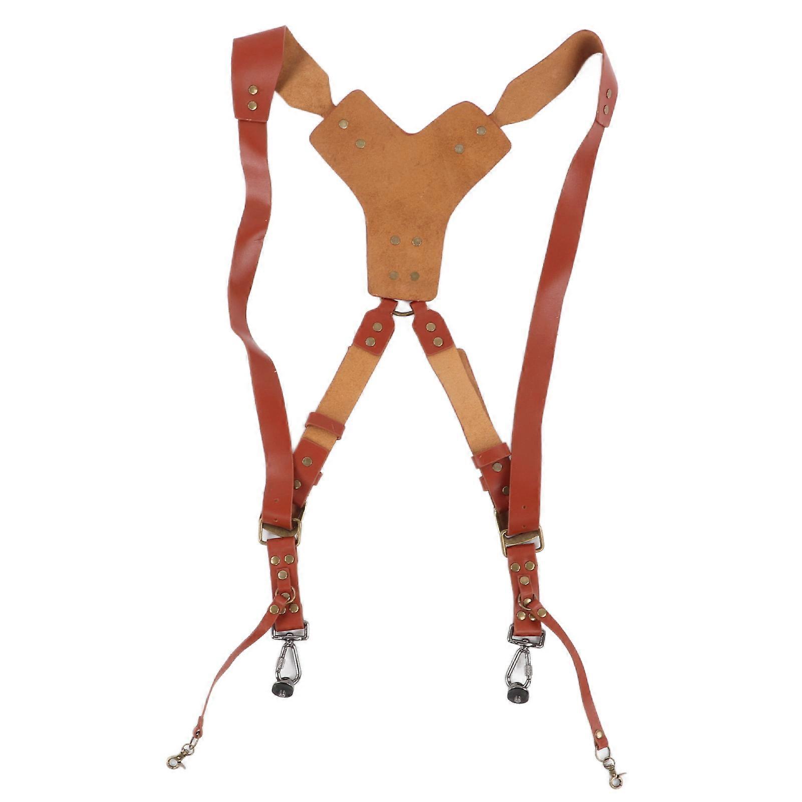 Dual Shoulder Leather Cameras Strap Y Shaped Adjustable Multifunction SLR Camera Strap for Photographers