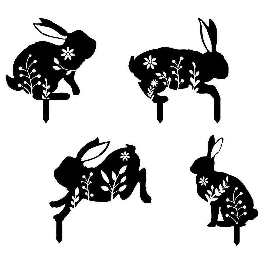 Garden Decoration With Realistic Rabbit Shape Design For Courtyard Beautification In Black Color 4Pcs