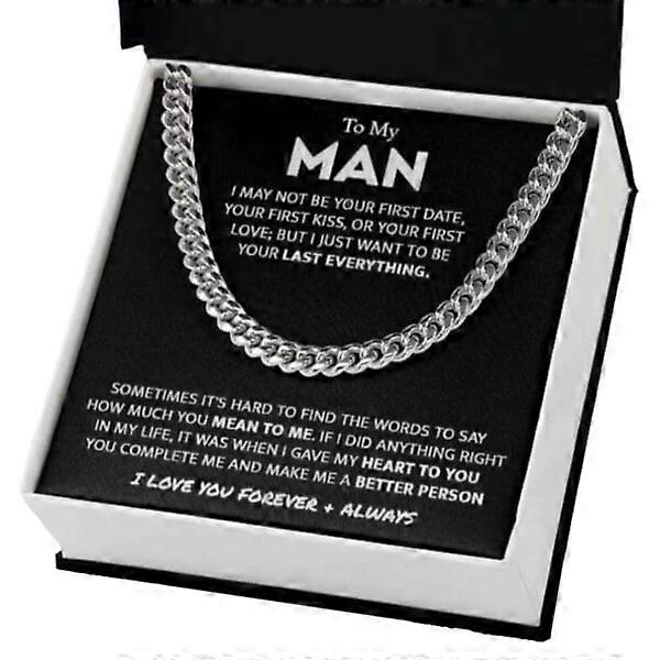Collana Regalo per Uomo, Catena Fidanzato con Carta Argento argento