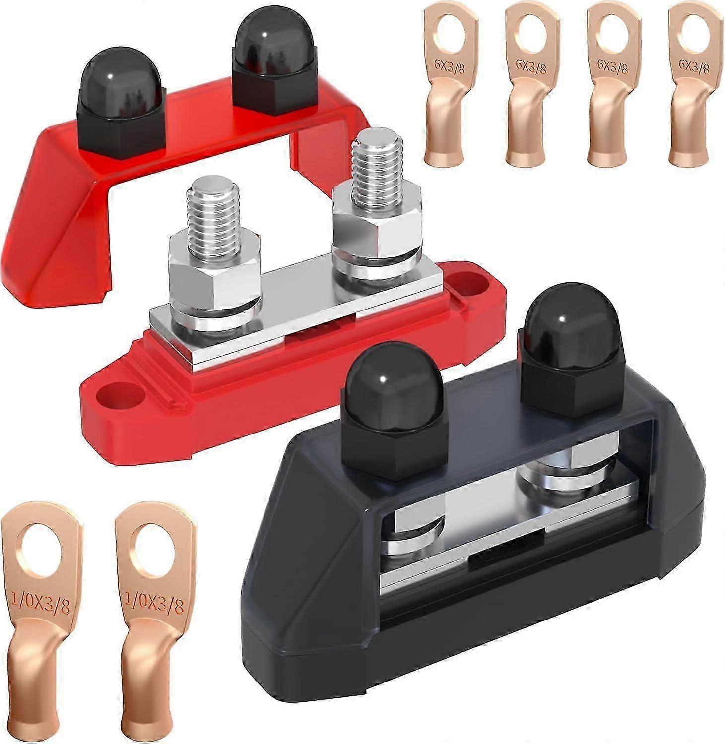 Marine Bus Bar 12V 250A Power Distribution Block 12 Volt Busbar 3/8" Dual Studs