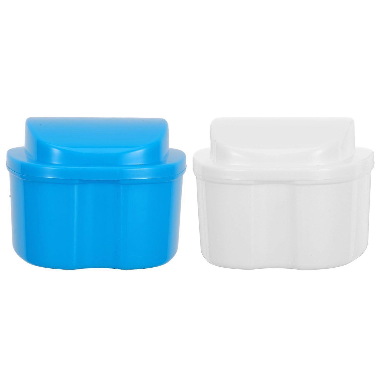 2Pcs Safe Denture Storage Box Portable Artificial Tooth Storage Case Container