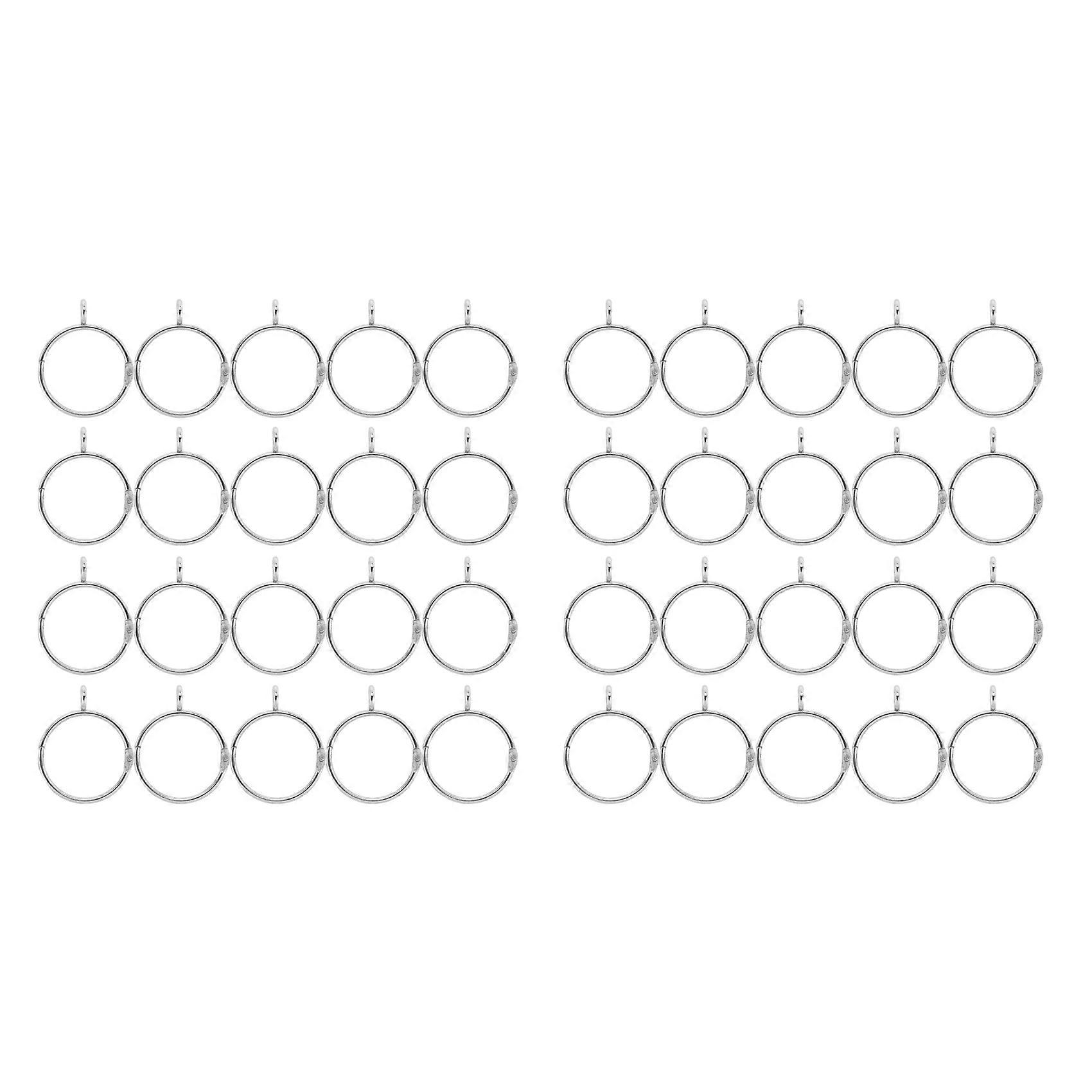 40 Pcs Openable Silver Curtain Rings Open and Close Metal Rustproof Drapery Loops with Eyelet for Ho