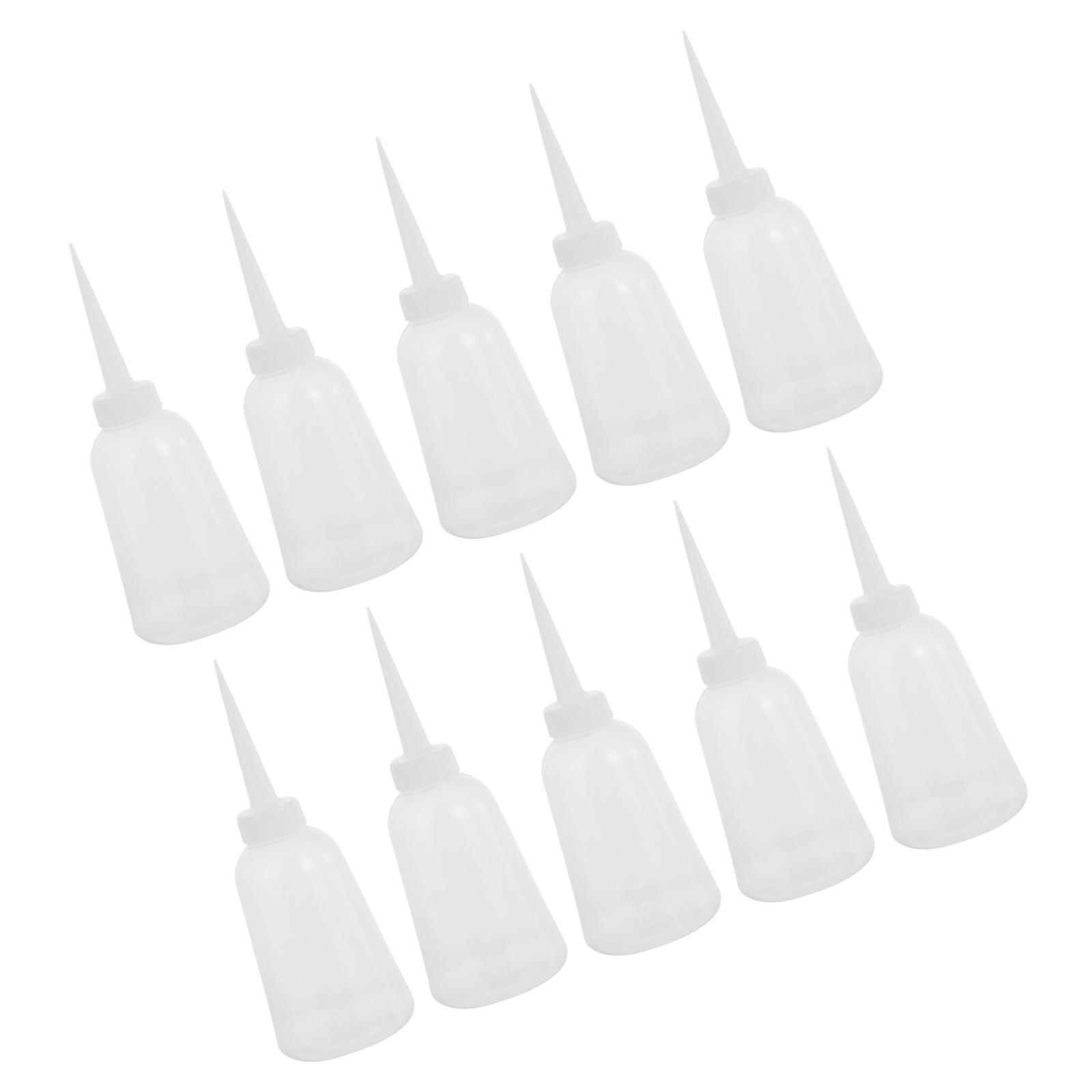 Reusable Transparent Plastic Squeeze Bottle for Storage with Pointed Nozzle 10pcs