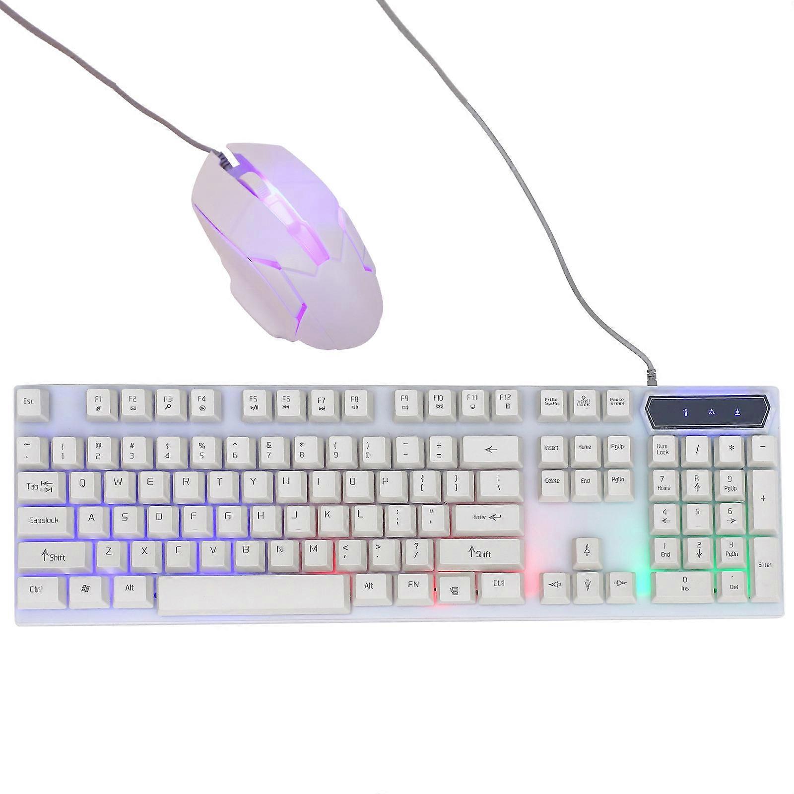 Ensemble clavier souris RVB pour les jeux avec interface USB de couleur blanche de forme plate 1200 dpi résolution photoélectrique 1Set