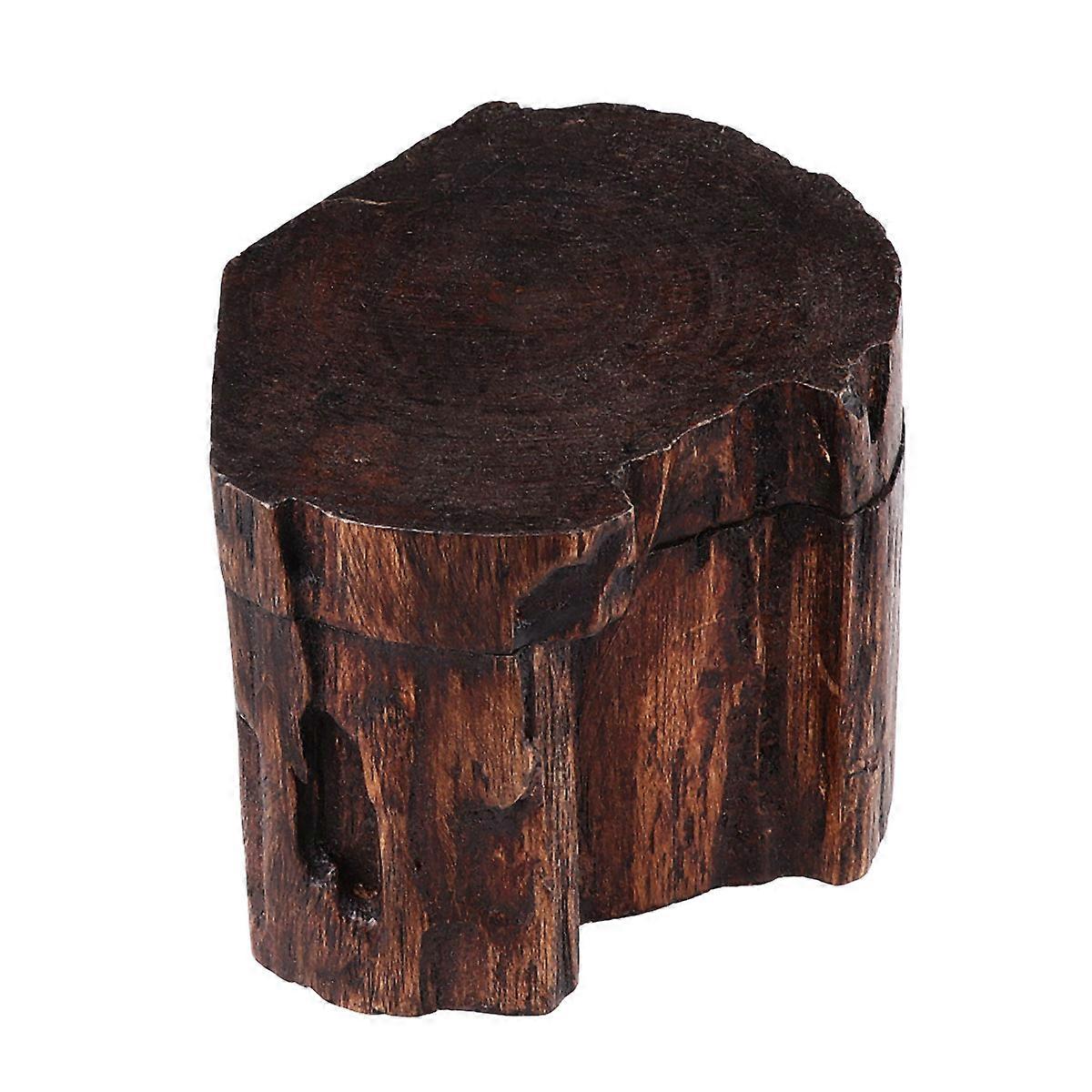 Retro Round Jewelry Storage Box for Home Use Dark Brown Synthetic Material Diameter 79cm Height 7cm