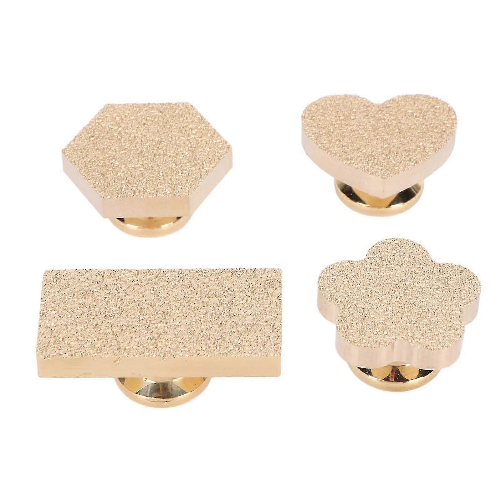 4Pcs Frosted Stamp Head Blank Assorted Shapes Durable Copper Light Wax Seal Stamp Head for DIY Craft Projects