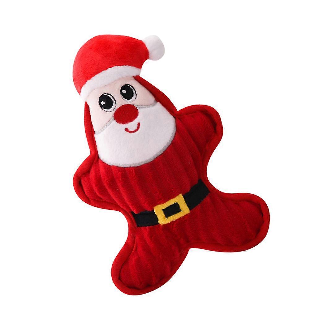 Red Santa Claus Chew Doll Plush Playing Toy For Pets 22x10x3cm Ideal For Christmas 1Set