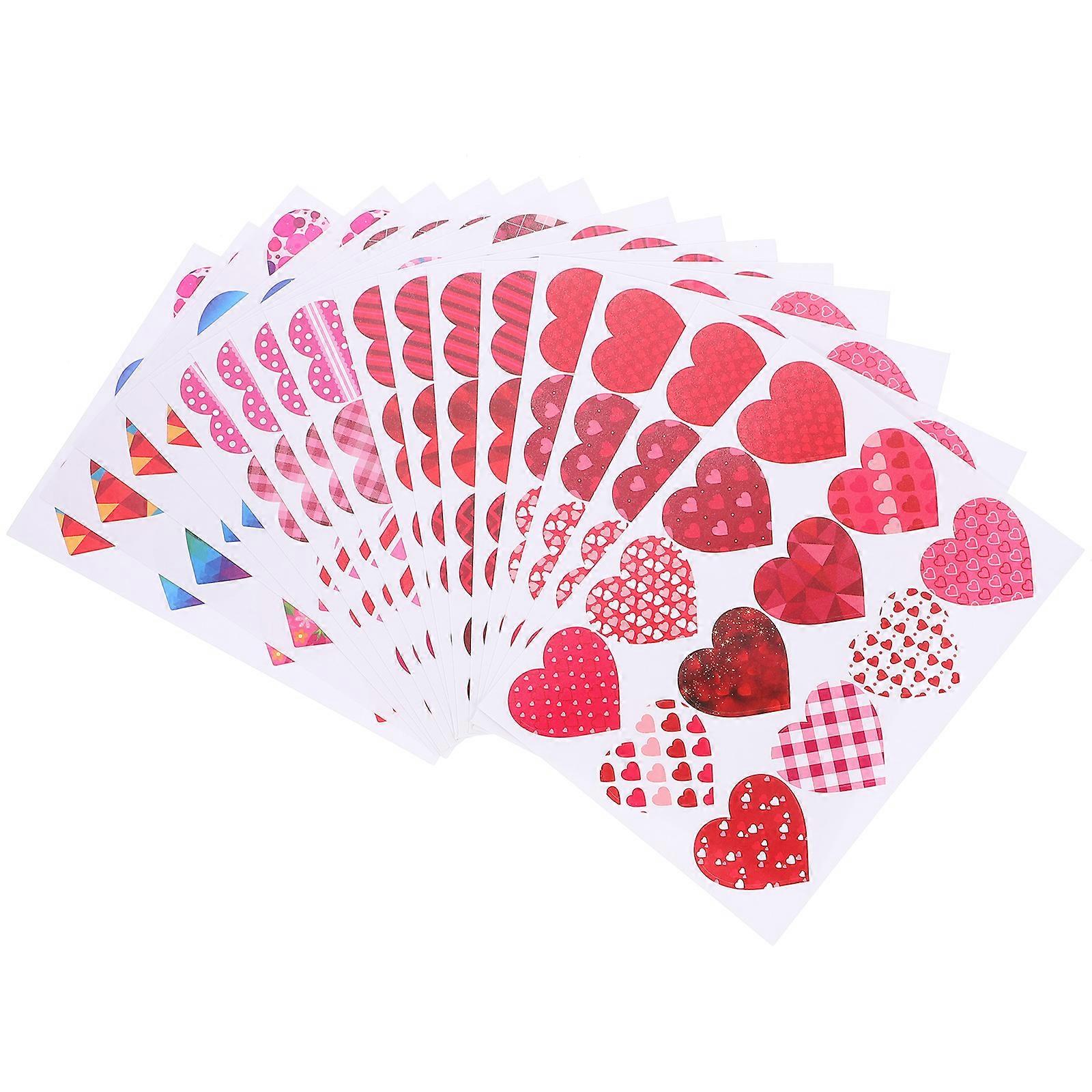 Multi-functional Heart-shape Stickers For Valentine's Day Wedding Invitations 16 Sheets Strong Adhesiveness Decor