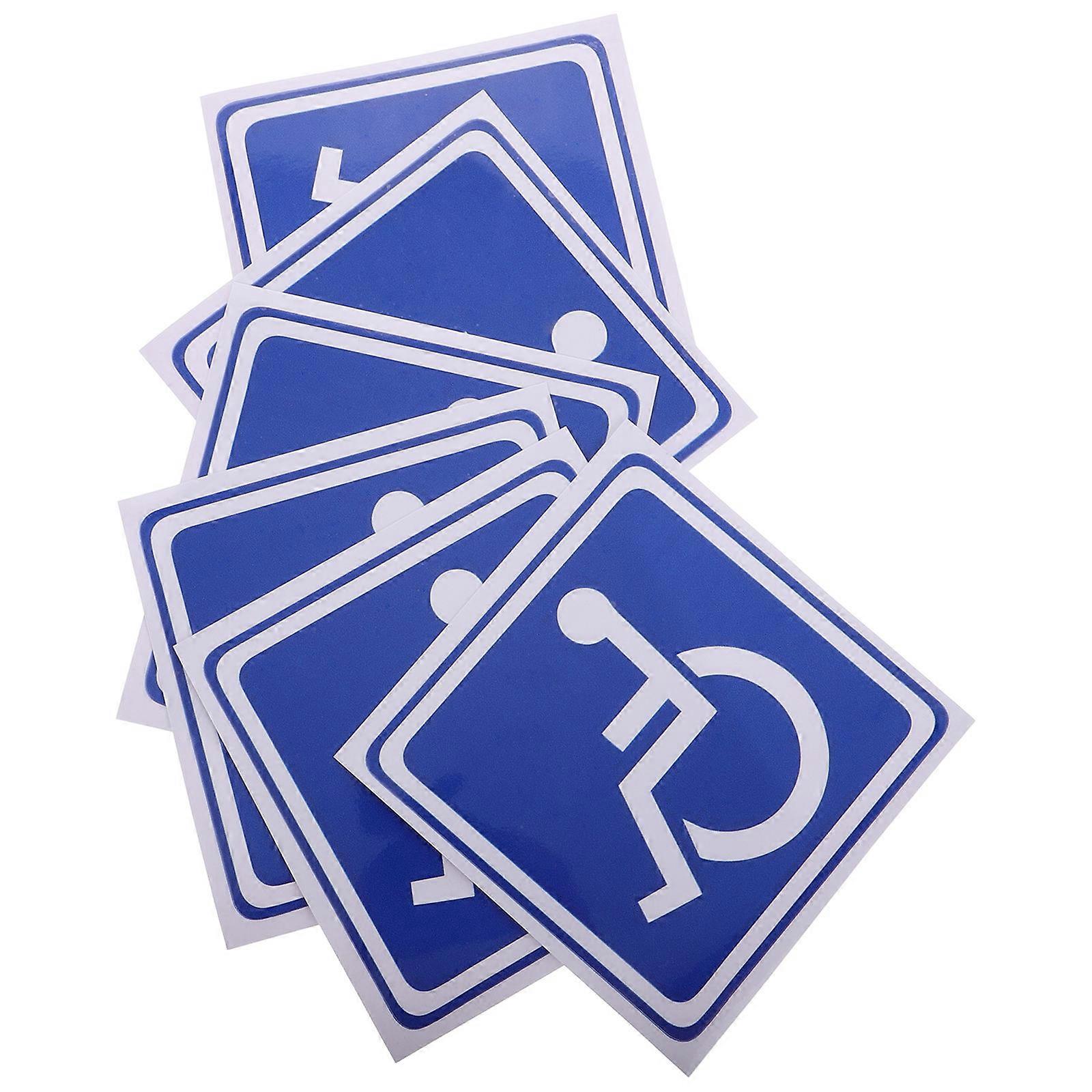 Wheelchair Symbol 6 Sheets Handicap Parking Sign For Car Assorted Color Vehicle Identification Square Design For Automotive Accessory