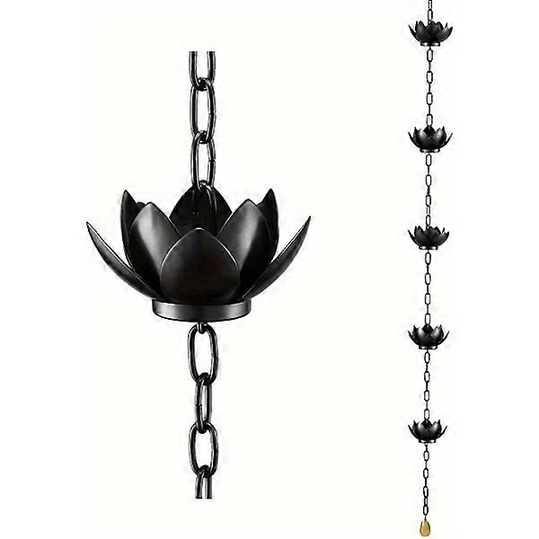 Lotus Rain Chain for Gutter, Replaces Downspout, Diversion Cups, Exterior