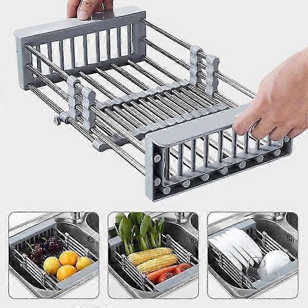 Extendable Dish Rack, Expandable Drain Rack for Dishes. Extendable Above Sink with Adjustable, dish drying rack