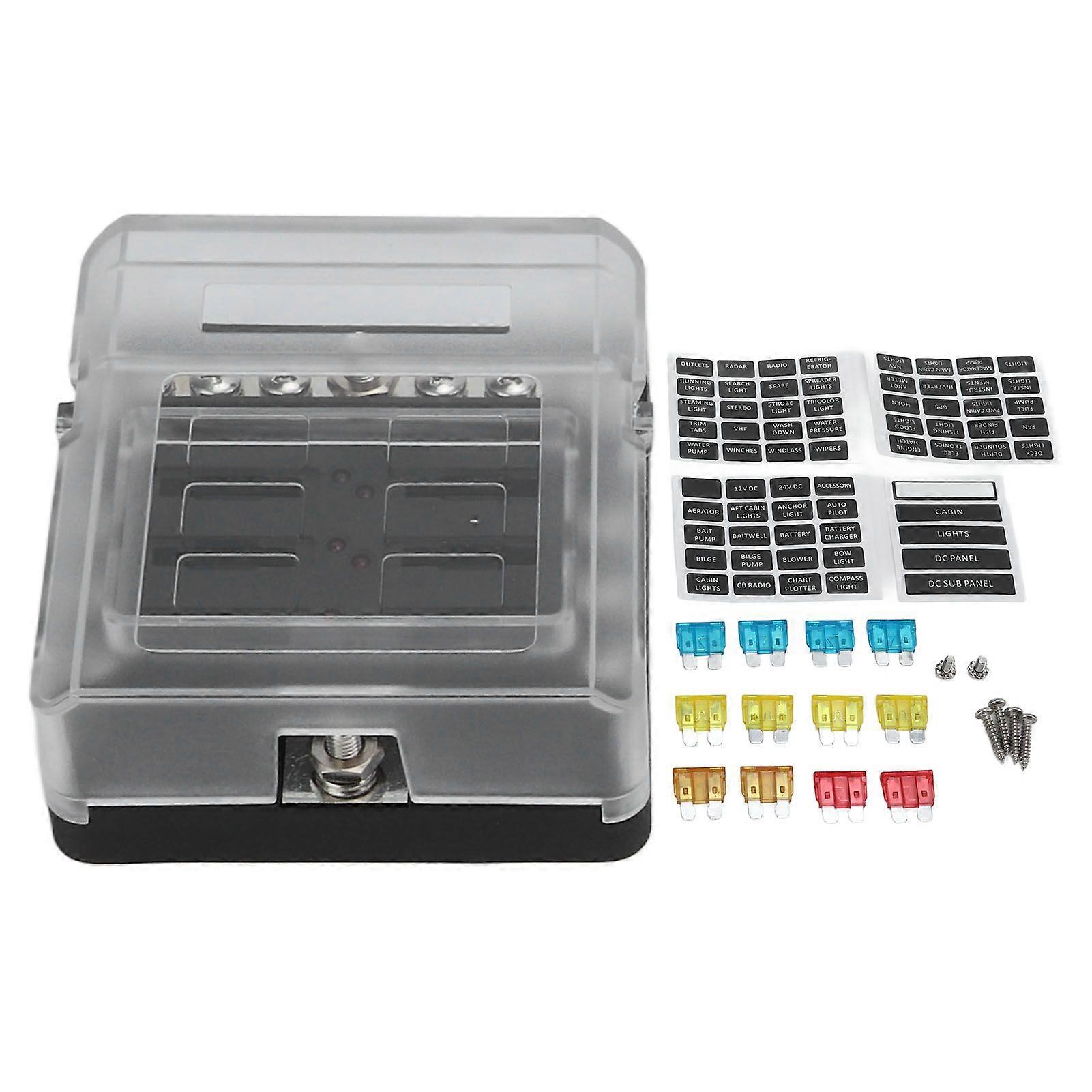 Blade fuses holder 6 way with LED indicator