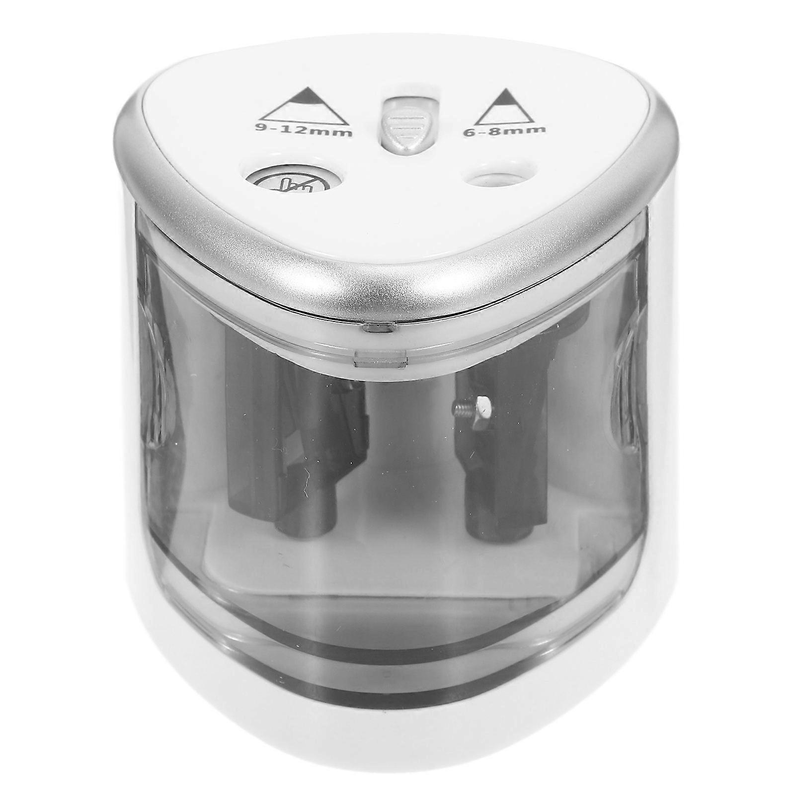 Automatic Electric Pencil Sharpener Battery Operated Dual Hole Design for 6 12mm Pencils and Portable Silver
