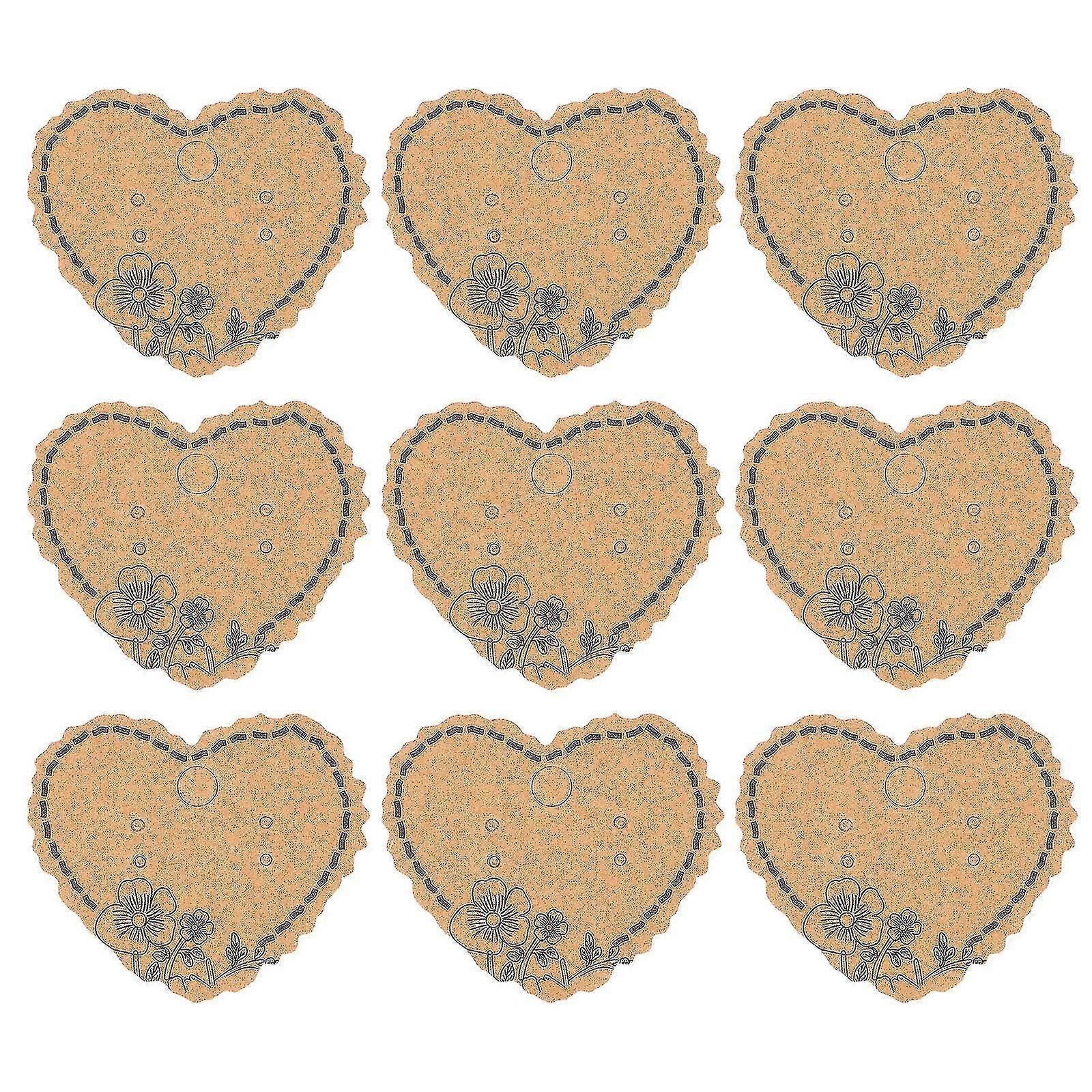 Earring Display Cards, 100pcs Heart Shape Kraft Paper Holders