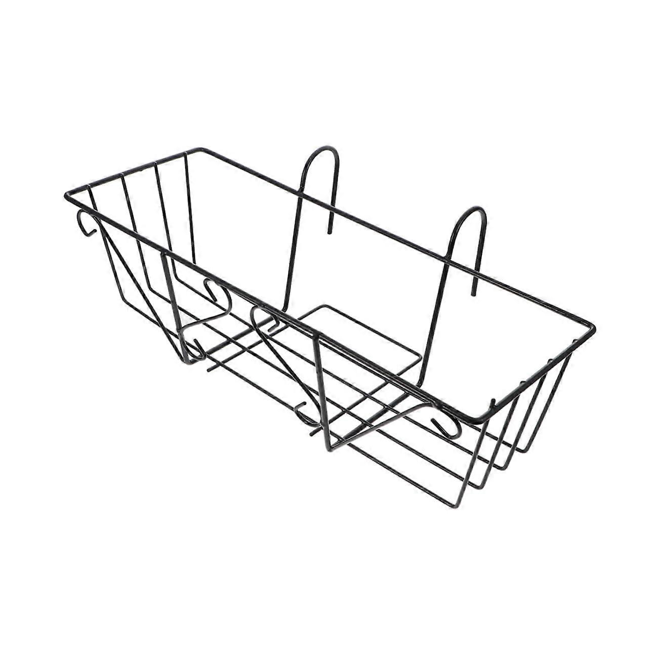 Flower Stand Plant Stand Black Iron Indoor Outdoor Balcony Rack with Hooks for Hanging Baskets and Square Pots